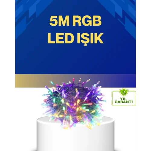 Mey İthalat® Dekoratif Peri Led 5 m 50 Ampullü Şeffaf Kablo Aydınlatma