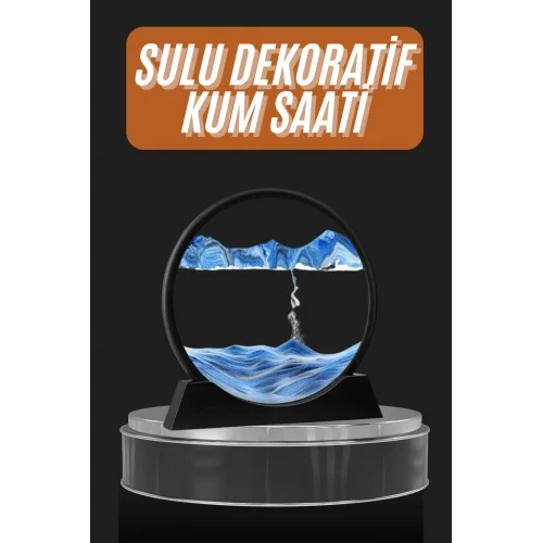 Mey İthalat® Dekoratif Sulu Kum Saati Ofis Masa Üstü Ev Yuvarlak Kum Saati