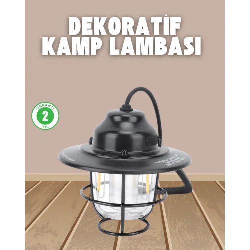 Mey İthalat® Dekoratif ve Fonksiyonel Taşınabilir Kamp Gece Lambası