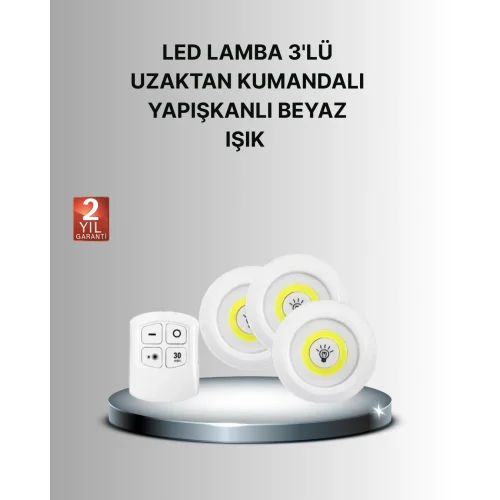 Mey İthalat® Dekoratif ve Pratik 3’lü Kumandalı Spot LED Aydınlatma