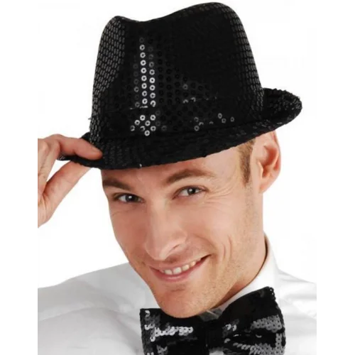 Mey İthalat® Disko Star Siyah Payetli Fötr Şapka Yetişkin Boy