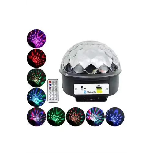 Mey İthalat® Disko Topu Renkli Işıklı Lazer Parti Bluetooth Bağlantılı Led Küre