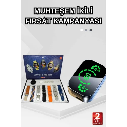 Mey İthalat® Dokunmatik Akıllı Saat Yeni Nesil Kulaklık Kampanyası Bluetooth Bağlantılı ANC Özelliği