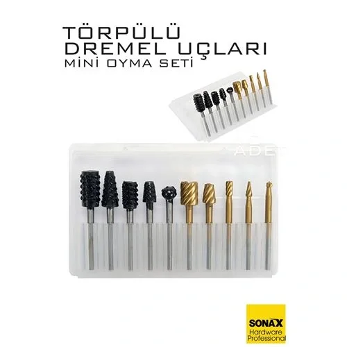 Mey İthalat® Dremel Uyumlu Törpülü Mini Oyma Gravür Uç Seti – 10lu Tungsten Karbür, Ahşap/Metal/Plastik için