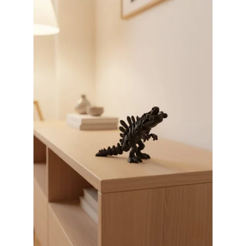 Mey İthalat® Eklemli Hareketli Dinazor Figürü Siyah – Dekoratif Masa Üstü Oyuncak
