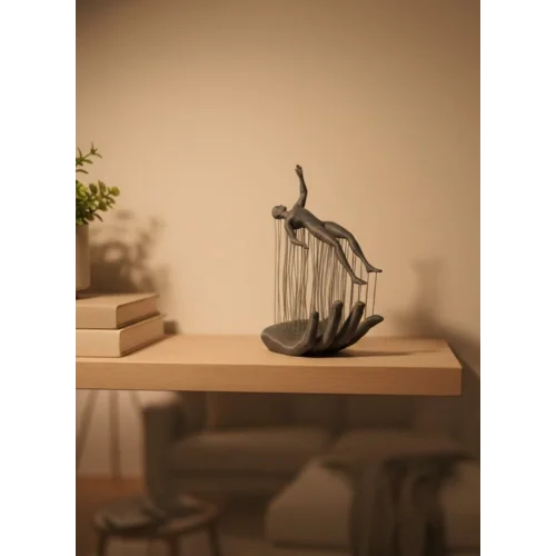 Mey İthalat® El İnsan Figürü Gri Modern Sanatsal Tasarım Salon ve Raf Dekorasyonu İçin Özel Biblo