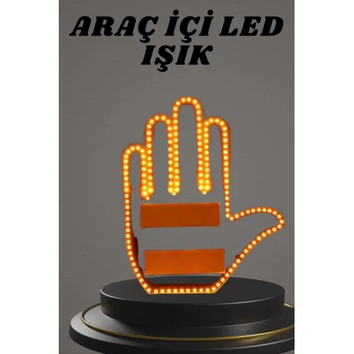 Mey İthalat® El Orta Parmak Led Kumandalı Araç İçi Reflektör Arka Cam El Simgesi
