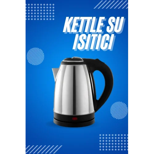Mey İthalat® Elektrikli Paslanmaz Çelik Su Isıtcı Çelik Kettle 1.8 Lt. Uzun Ömürlü