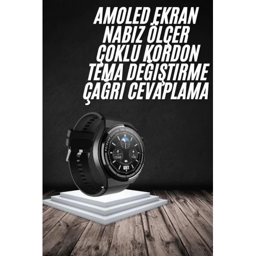 Mey İthalat® En Çok Tercih Edilen Akıllı Saat Amoled Ekran Nabız Sensörü GPS Uyumlu Adımsayar