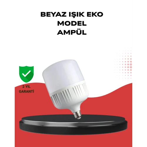Mey İthalat® Enerji Tasarruflu Şarjlı LED Ampul 30W Beyaz Işık