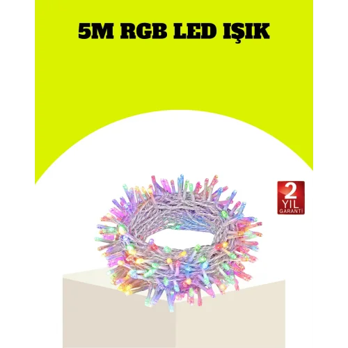 Mey İthalat® Enerji Tasarruflu Şeffaf Kablo 5 m 50 LED Dekor Işık