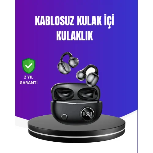 Mey İthalat® Ergonomik Klipsli Kablosuz Kulaklık – 30 Saat Pil ve Dokunmatik Kontrol Özelliği