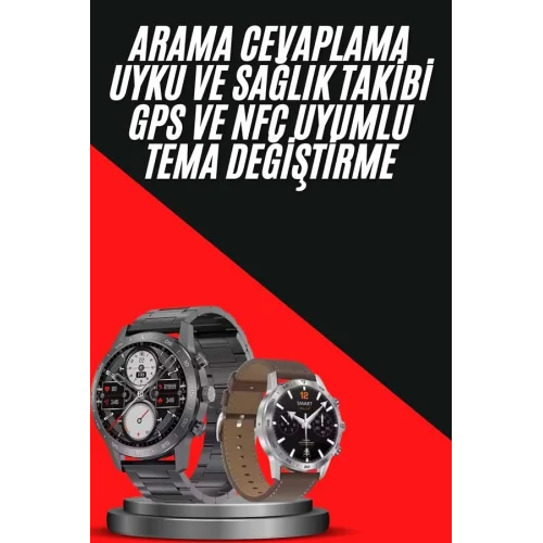 Mey İthalat® Erkeklere Özel Akıllı Saat Çelik Kordon Bluetooth Bağlantılı İOS ve Android Uyumlu