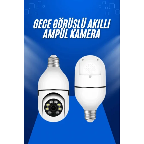 Mey İthalat® Ev Kamerası Wifi Kamerası Gece Görüşlü Akıllı Ampül Kamera