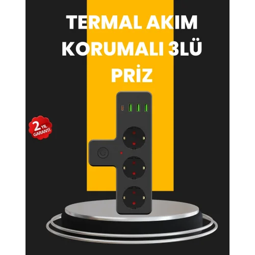 Mey İthalat® Ev ve Ofis İçin Akıllı Çoklu Priz 7 Girişli