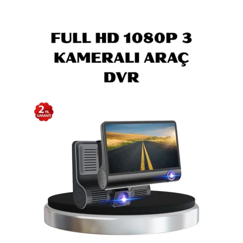 Mey İthalat® Full HD Araç Kamerası 3’lü 4.0” Ekranlı ve HDR Gece Görüşlü