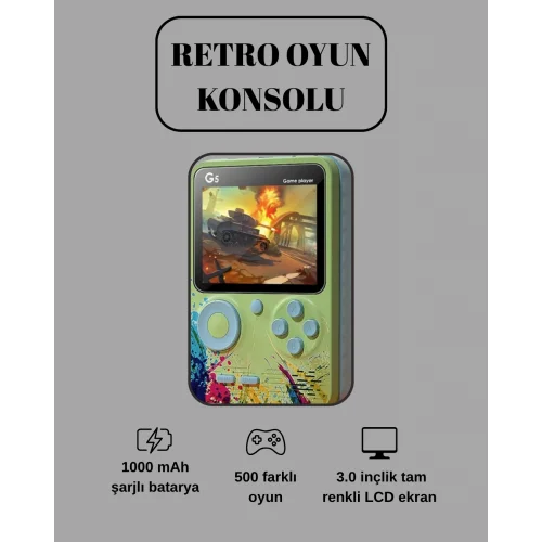 Mey İthalat® G5 Game Box Retro Mini Oyun Konsolu – 500 Dahili Oyun