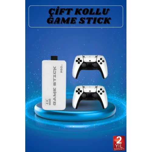 Mey İthalat® Game Stick 4K Retro Çift Kollu Atari Oyunlari +20000 Oyunlu Konsol Nostalji
