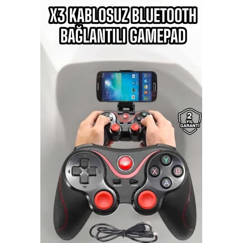 Mey İthalat® Game Stick Android Uyumlu Gamepad X3 Standlı Oyun Kolu Bluetooth Bağlantılı