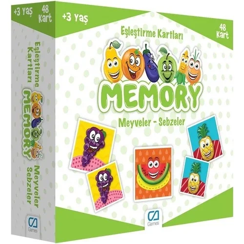 Mey İthalat® Games Memory Eşleştirme Kartları Meyve Sebzeler 48 Kart 5040
