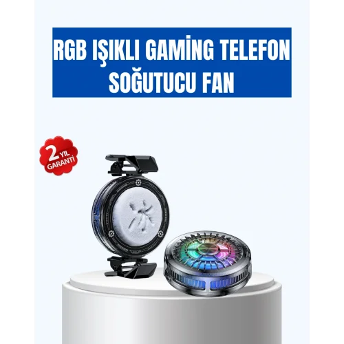 Mey İthalat® Gaming Telefon Soğutucu RGB Fan Sessiz Çalışma Tüm Modeller Uyumlu