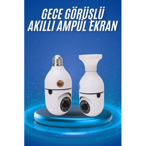 Mey İthalat® Gece Görüşlü Akıllı Dönebilen Ev Kamerası Ampül Kamera