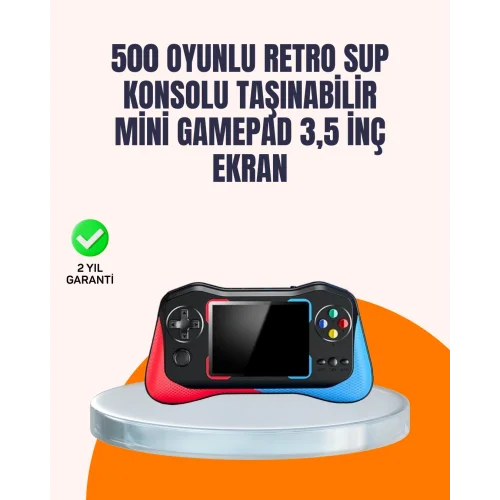 Mey İthalat® Geniş Ekranlı 500 Oyunlu Taşınabilir El Konsolu – Her Yerde Kesintisiz Oyun Keyfi