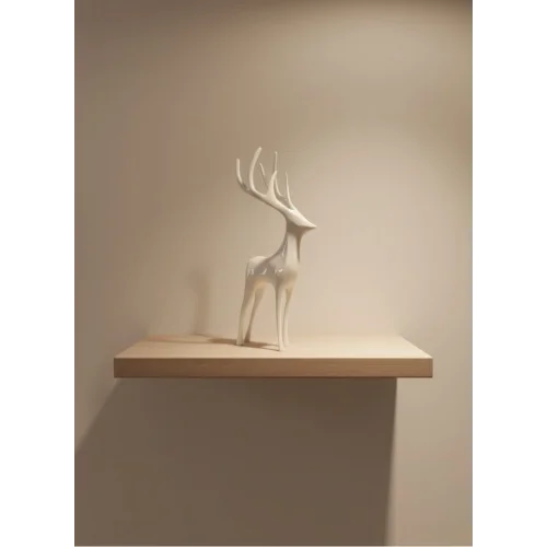 Mey İthalat® Geyik Figürü Beyaz Modern Salon ve Raf Dekoru