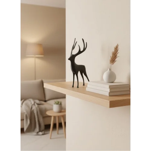 Mey İthalat® Geyik Figürü Gri Modern Salon ve Raf Dekoru