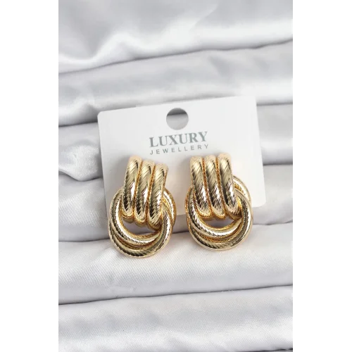 Mey İthalat® Gold Renk Halka Modelli Pirinç Kadın Küpe