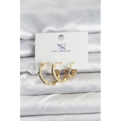 Mey İthalat® Gold Renk Zirkon Taşlı Kadın Küpe