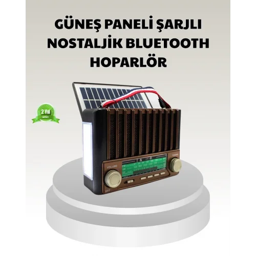 Mey İthalat® Güneş Enerjili Taşınabilir Hoparlör KTF-1428 Bluetooth Radyo USB SD Kart Destekli