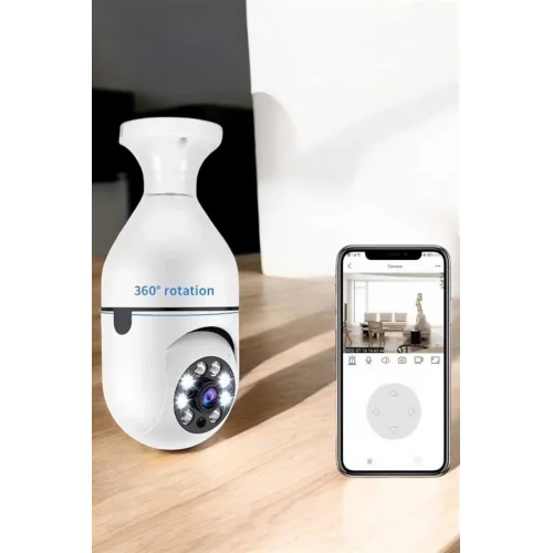 Mey İthalat® Güvenlik Kamerası Wifi Kamera Duylu Ev Kamerası Wifi Bağlantılı Dönebilen