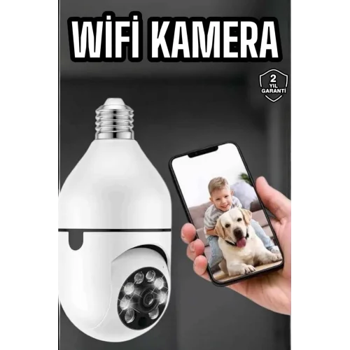 Mey İthalat® Güvenlik Kamerası Wifi Kamera Duylu Ev Kamerası Wifi Bağlantılı Dönebilen