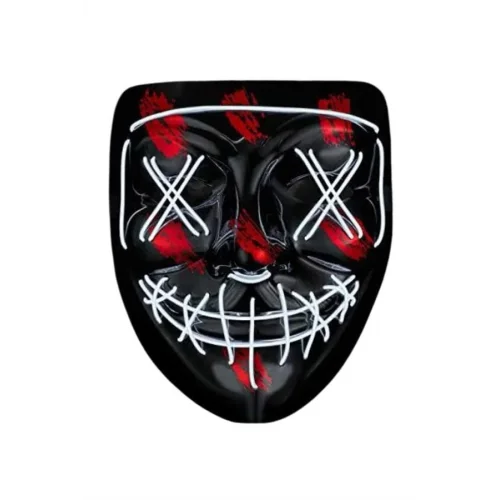 Mey İthalat® Hallowen Parti Maskesi Neon Led Işıklı Maske 3 Modlu Cadılar Bayramı Maskesi