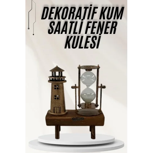 Mey İthalat® Hediyelik Eşya Retro Ahşap Deniz Feneri Kum Saati Biblo