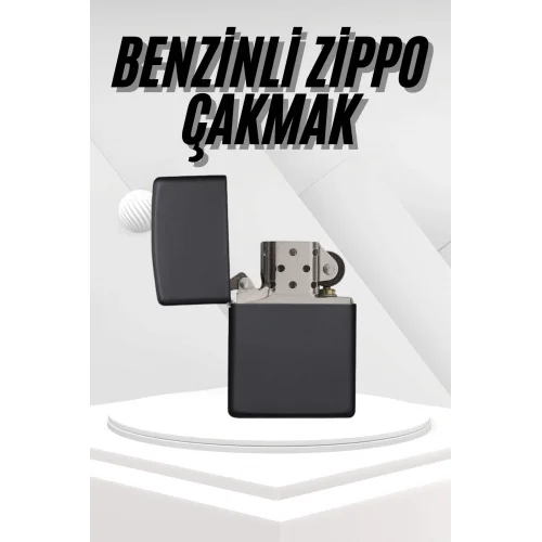 Mey İthalat® Hediyelik Zarif Zippo Model Siyah Benzinli Çakmak