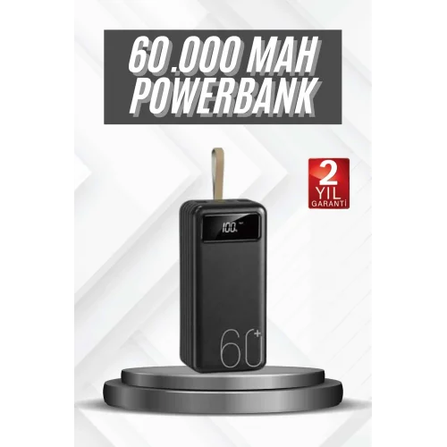 Mey İthalat® Hızlı Şarj 4 Çıkışlı Powerbank 60.000 Mah Taşınabilir Dijital Göstergeli