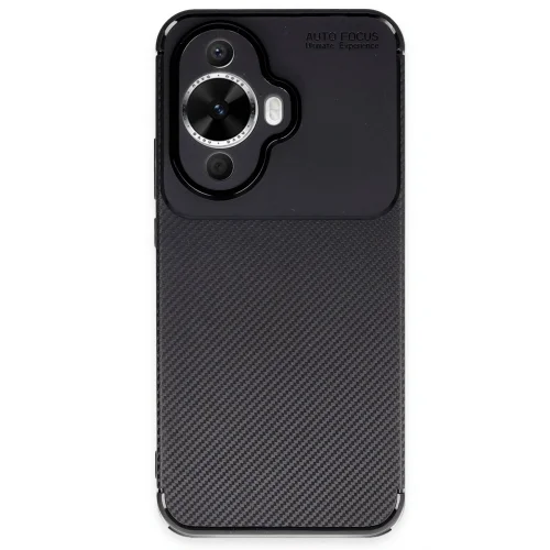 Mey İthalat®  Huawei Nova 12S Kılıf Auto Focus Karbon Kapak - Siyah