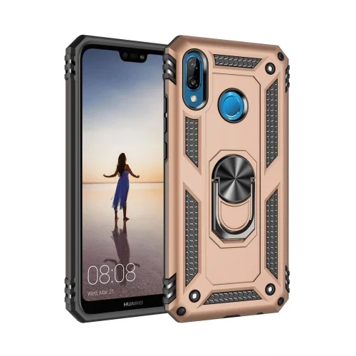 Mey İthalat®  Huawei P20 Lite Kılıf Sofya Yüzüklü Silikon Kapak - Gold