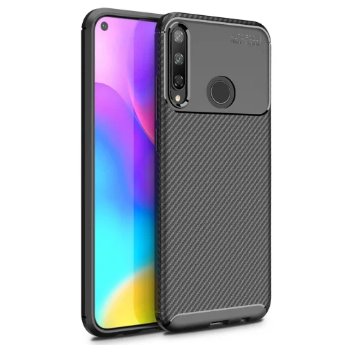 Mey İthalat®  Huawei P40 Lite E Kılıf Auto Focus Karbon Kapak - Siyah