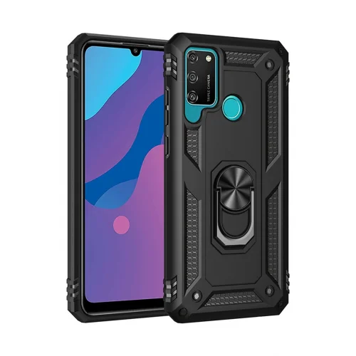 Mey İthalat®  Huawei Y6P Kılıf Sofya Yüzüklü Silikon Kapak - Siyah