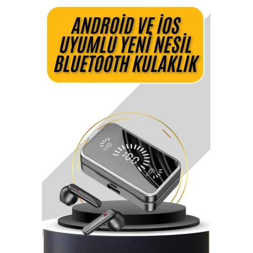 Mey İthalat® İos Android Uyumlu Bluetooth Kulaklık Kablosuz Kulaklık Yüksek Basslı