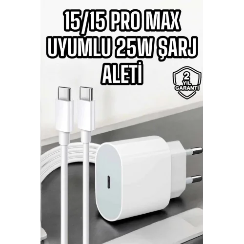 Mey İthalat® İOS Uyumlu Type-C Girişli Hızlı Şarj 15/15 Pro Max Adaptör ve Kablosu