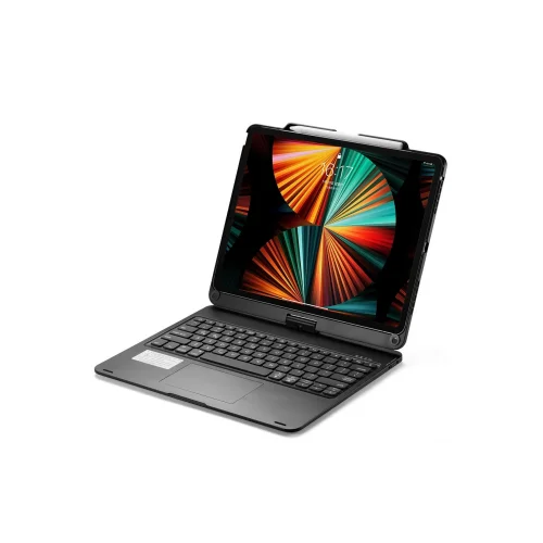 Mey İthalat®  iPad Pro 12.9 (2021) Kılıf Magic Dönen Klavyeli Tablet Kılıf - Siyah