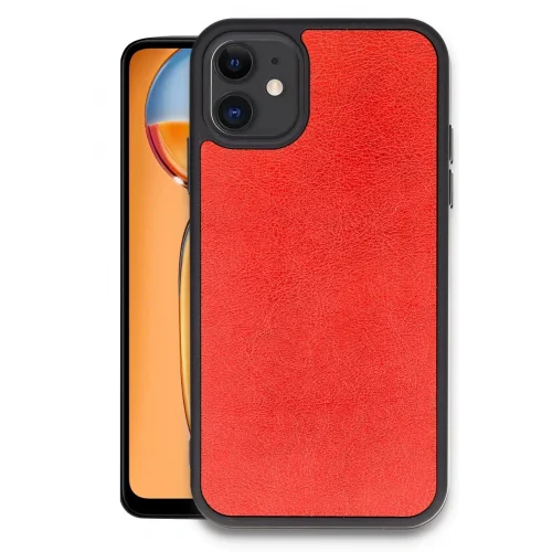 Mey İthalat®  iPhone 11 Kılıf Aras Deri Kapak - Kırmızı