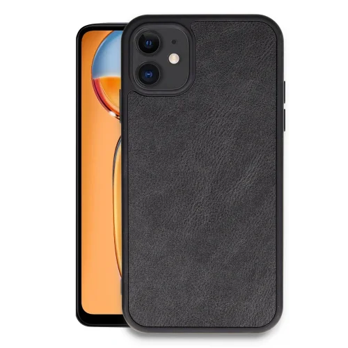 Mey İthalat®  iPhone 11 Kılıf Aras Deri Kapak - Siyah