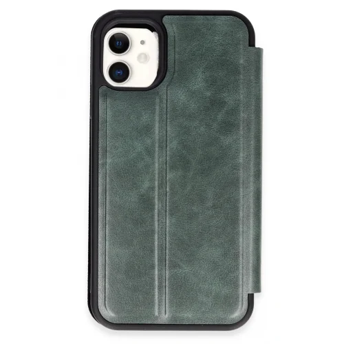 Mey İthalat®  iPhone 11 Kılıf Flip Cover - Koyu Yeşil