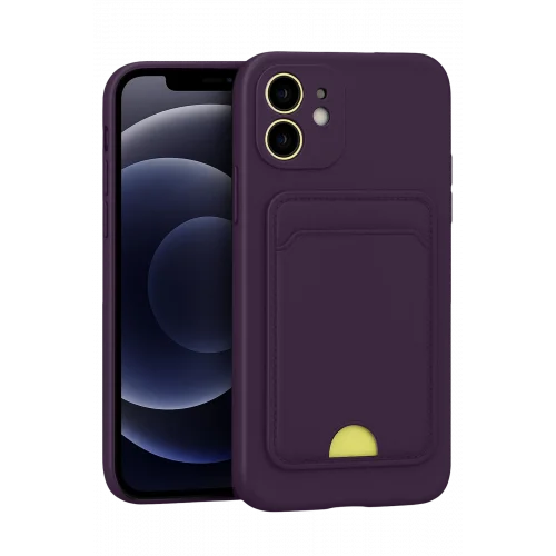 Mey İthalat®  iPhone 11 Kılıf Kelvin Kartvizitli Silikon - Derin Mor