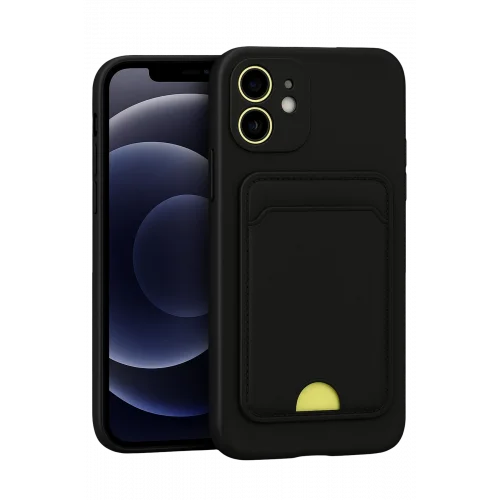 Mey İthalat®  iPhone 11 Kılıf Kelvin Kartvizitli Silikon - Siyah